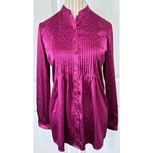 Chico’s Lisbeth Silky Fuchsia Pintuck Tunic Top NWT Size Small (0)